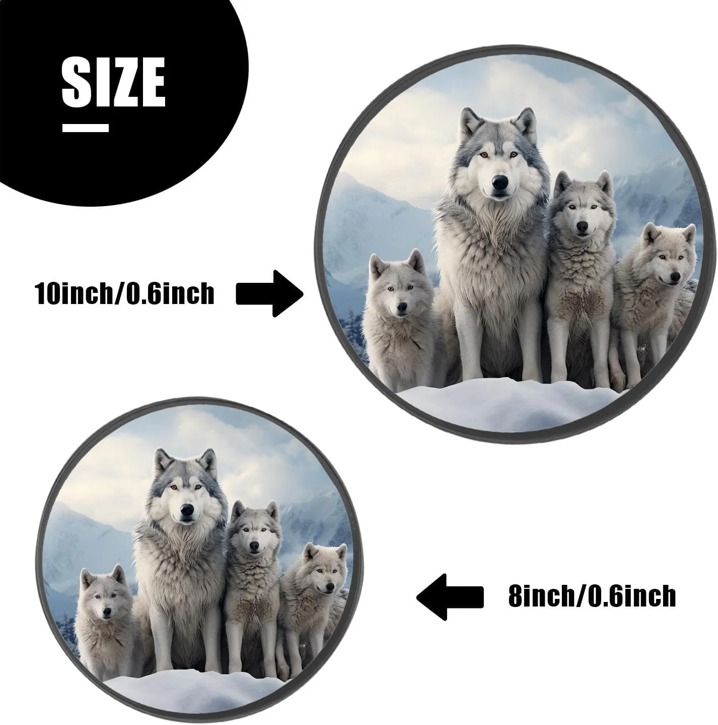 Winter Wolf Family 3D Forest Animals Multicolor Set of 4 Stove Burner Covers - Premium Round Electric Stove Range Protectors,8 IN & 10 IN
