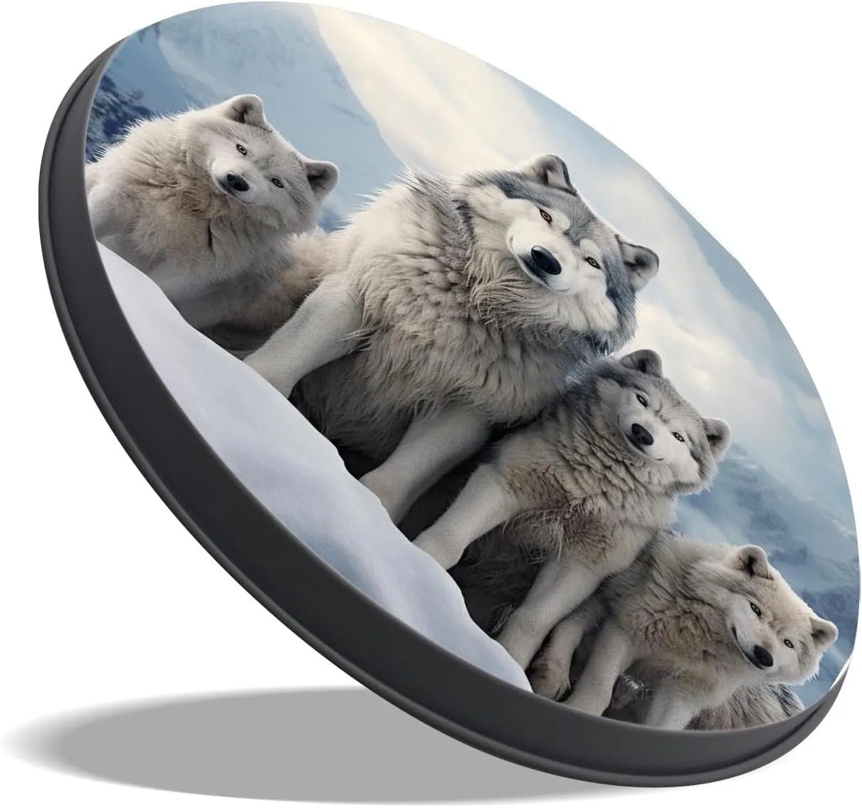 Winter Wolf Family 3D Forest Animals Multicolor Set of 4 Stove Burner Covers - Premium Round Electric Stove Range Protectors,8 IN & 10 IN