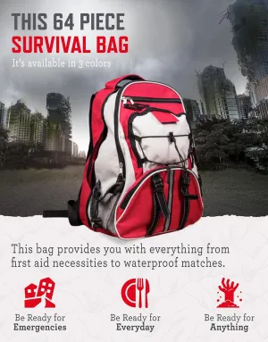 Wise Five Day Emergency Survival Kit Backpack For One Person-32 Servings Red