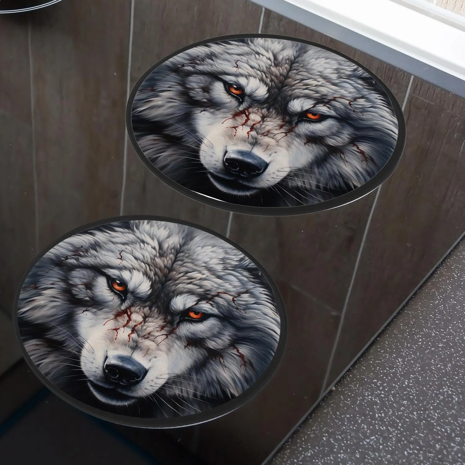 Wolf Design Set of 4 Stove Burner Covers - Premium Round Electric Stove Range Protectors,8 IN & 10 IN