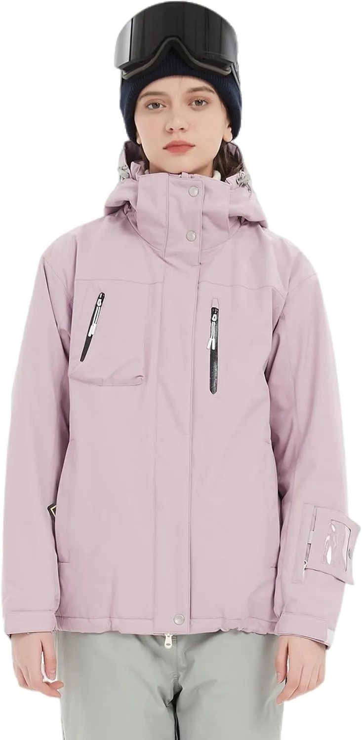 Women Ski Jacket Waterproof Insulated With Hooded Snow Coat for Winter Outdoor Skiing Snowboarding