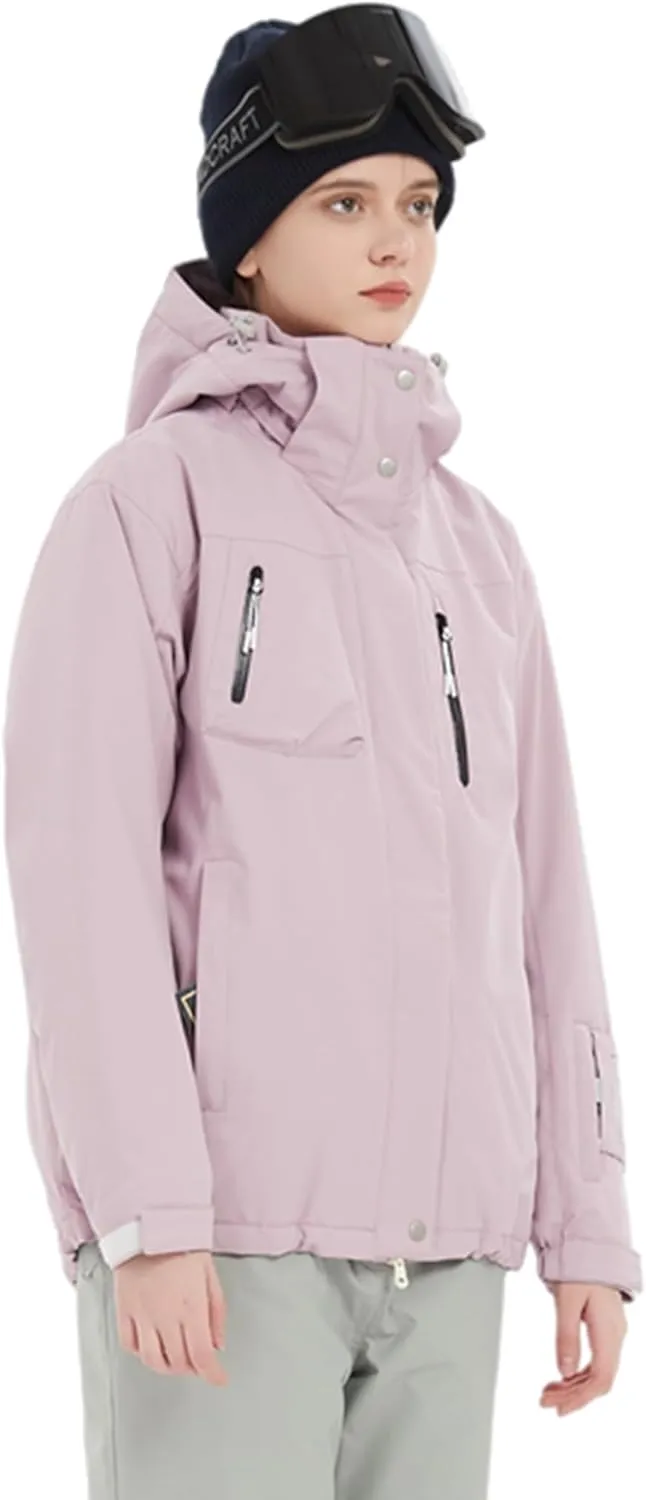 Women Ski Jacket Waterproof Insulated With Hooded Snow Coat for Winter Outdoor Skiing Snowboarding