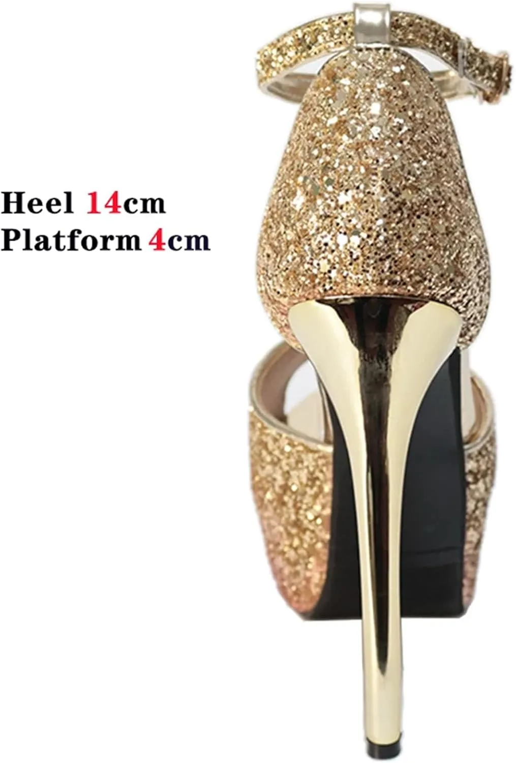 Women's 14cm Sequin Sandals - Colorful Peep Toe Pole Dance Stilettos