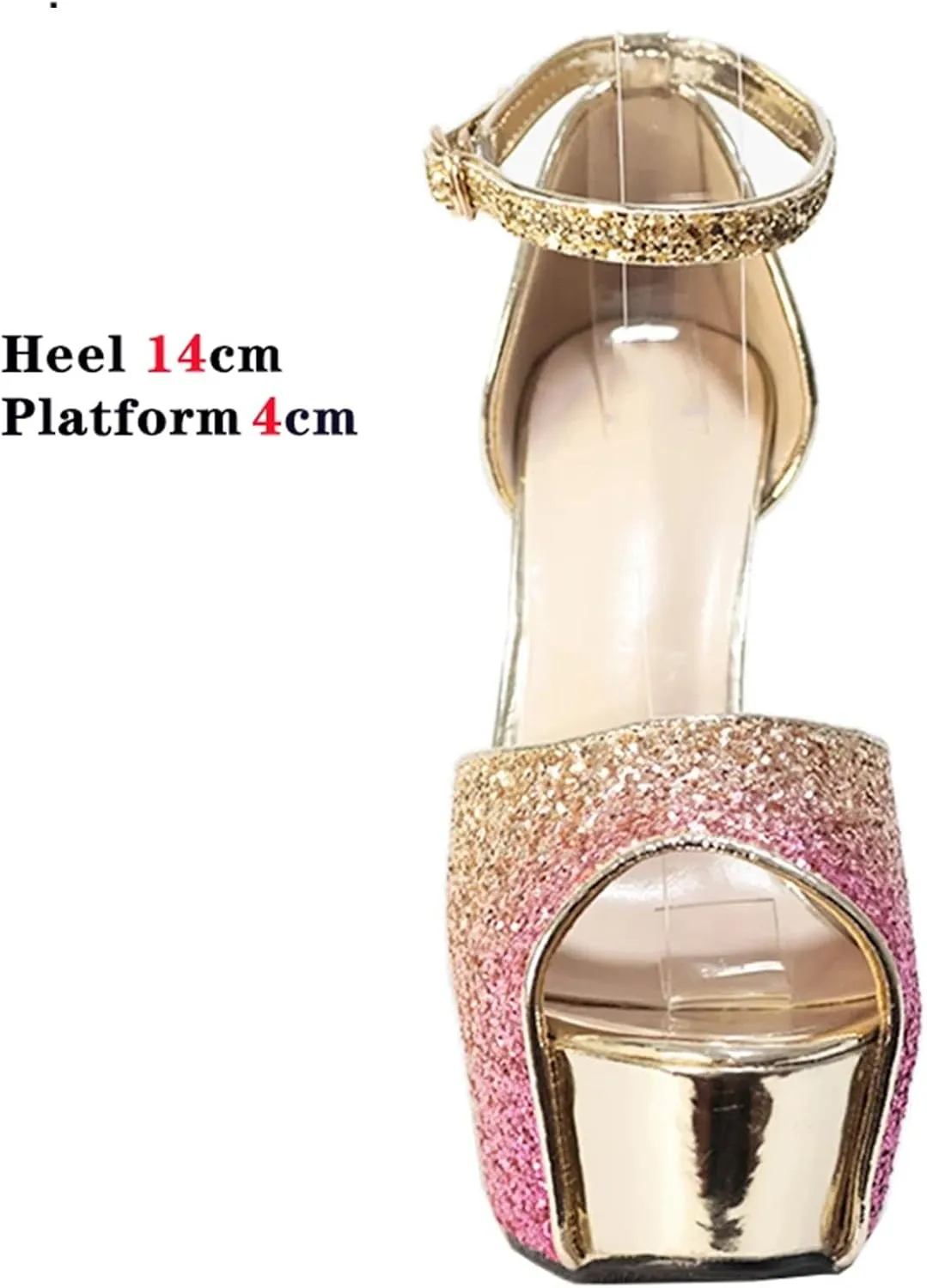 Women's 14cm Sequin Sandals - Colorful Peep Toe Pole Dance Stilettos