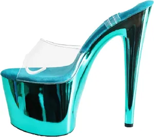 Women's 17cm Crystal Stilettos - Electroplate Pole Dancing Platform Sandals