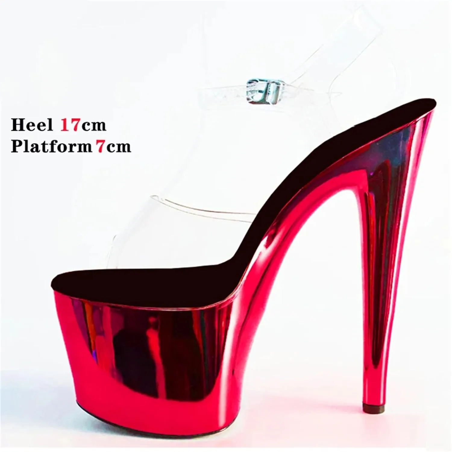Women's 17cm Crystal Stilettos - Electroplate Pole Dancing Platform Sandals