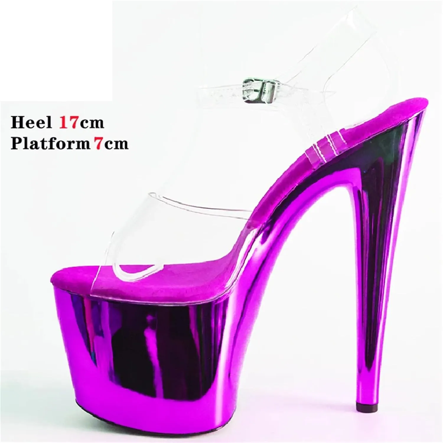 Women's 17cm Crystal Stilettos - Electroplate Pole Dancing Platform Sandals