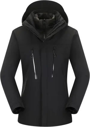 Women's 3-in-1 Waterproof Jacket Ski Jacket Winter Warm Waterproof Jacket