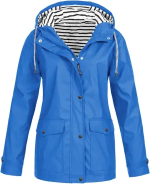 Women's Rain Jacket Waterproof Hooded Windbreaker Lightweight Trench Coat Active Outdoor Raincoat With Hood