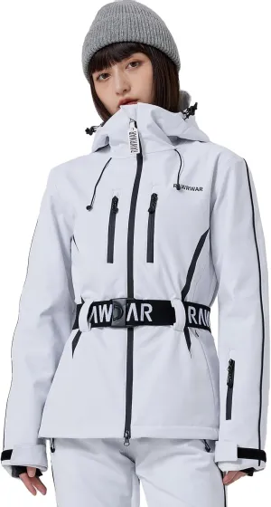 Women's Waterproof Ski Jackets Outdoor Warm Windproof Snow Jacket Mountain Snowboard Hooded Raincoat with Belts