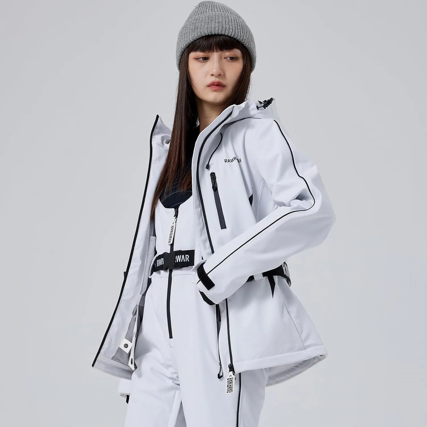 Women's Waterproof Ski Jackets Outdoor Warm Windproof Snow Jacket Mountain Snowboard Hooded Raincoat with Belts