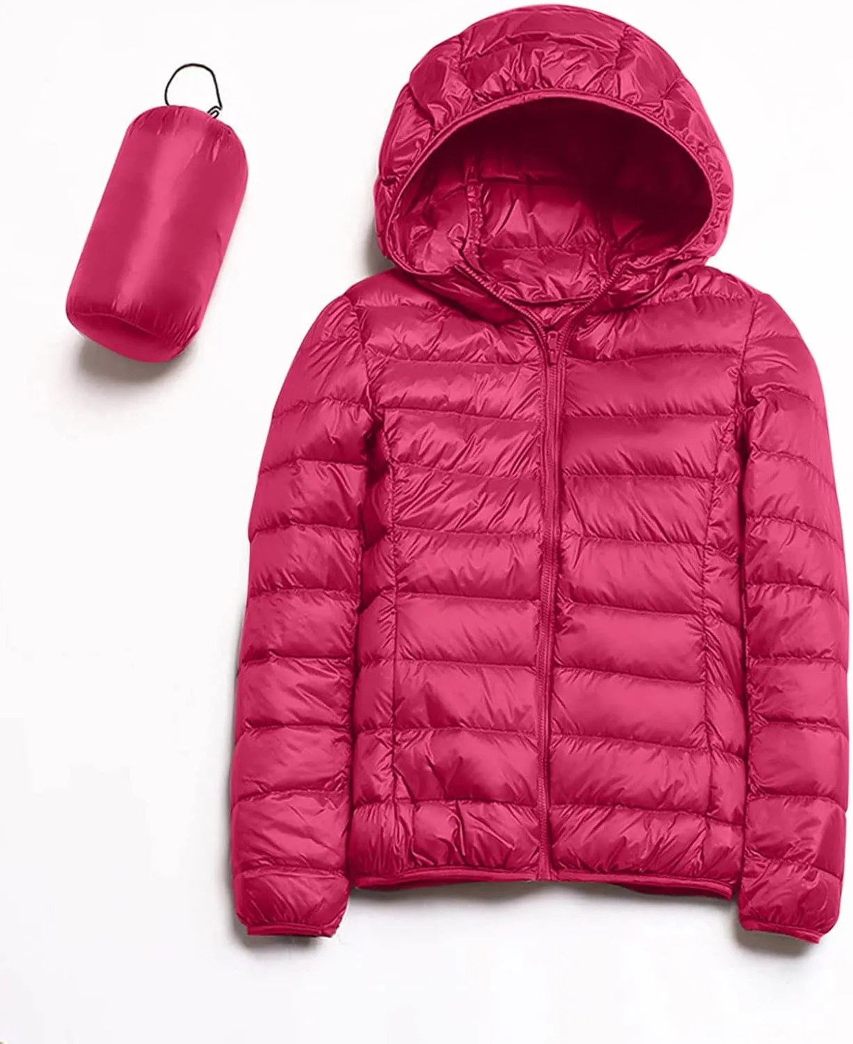 Women's Winter Coats Lightweight Packable Hooded Puffer Jacket Warm Down Coat Ski Coat Long Sleeve Zip Up Quilted Overcoat