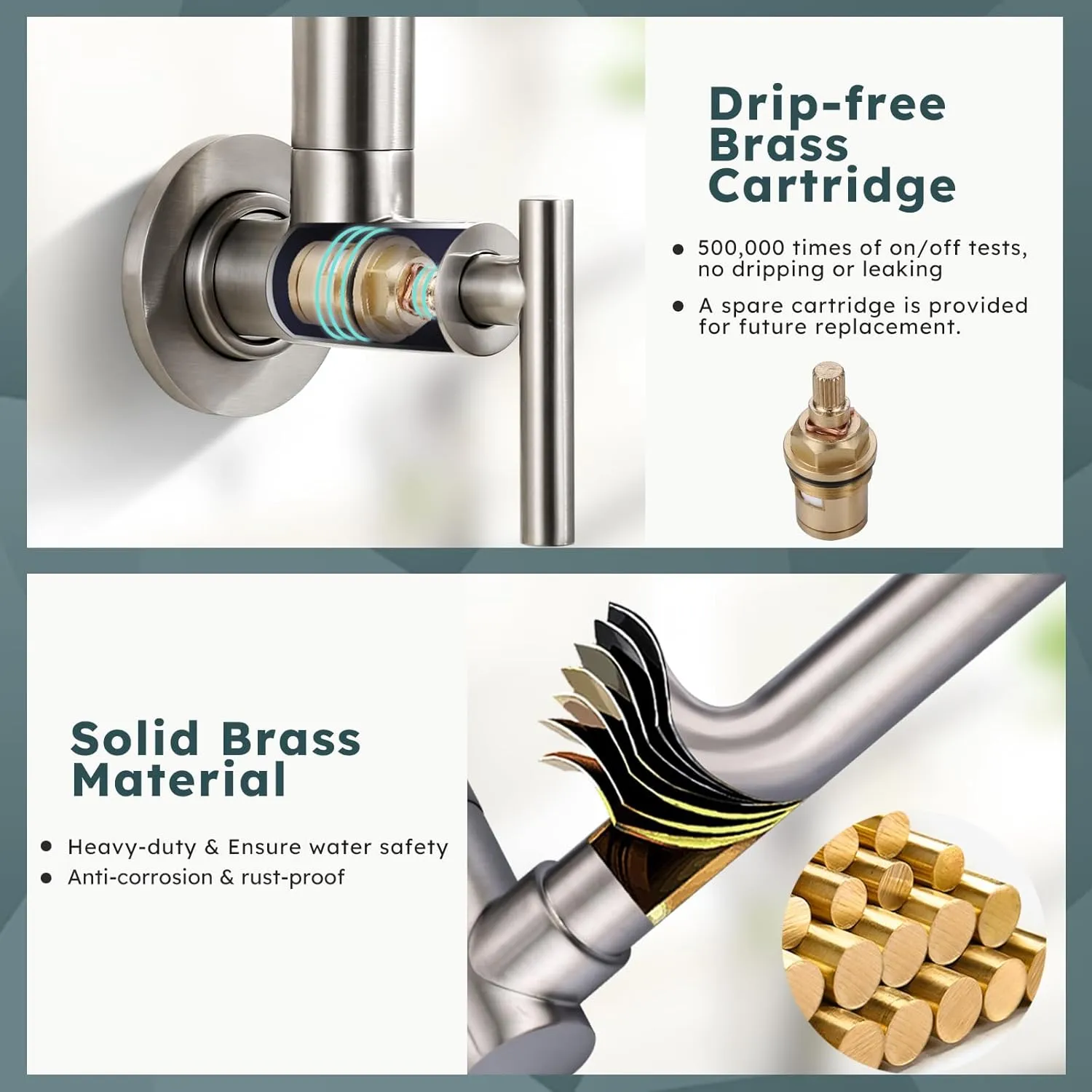 WOWOW Pot Filler Faucet Brushed Nickel, Brass Pot Filler Wall Mount Kitchen Stove Faucet with Double Joint Swing Arms