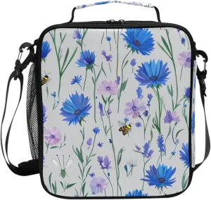 Wudan Cartoon Cornflower Grey Insulated Lunch Bag for Boys Leakproof Teen Lunchbox for Kitchen University