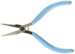 Xcelite NN542 Fine Point Needle Nose Pliers with Blue Cushion Grip, Serrated Jaw, 1-3/16" Jaw Length