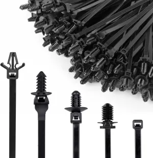 Xislet 160Pcs Universal Push Mount Cable Zip Tie Compatible with Cars Boat Trailer Polaris UTV Side By Side Jeep Wrangler Nylon Self Locking Cable Strap for Engine Bay Wire Harness Restraint Ties
