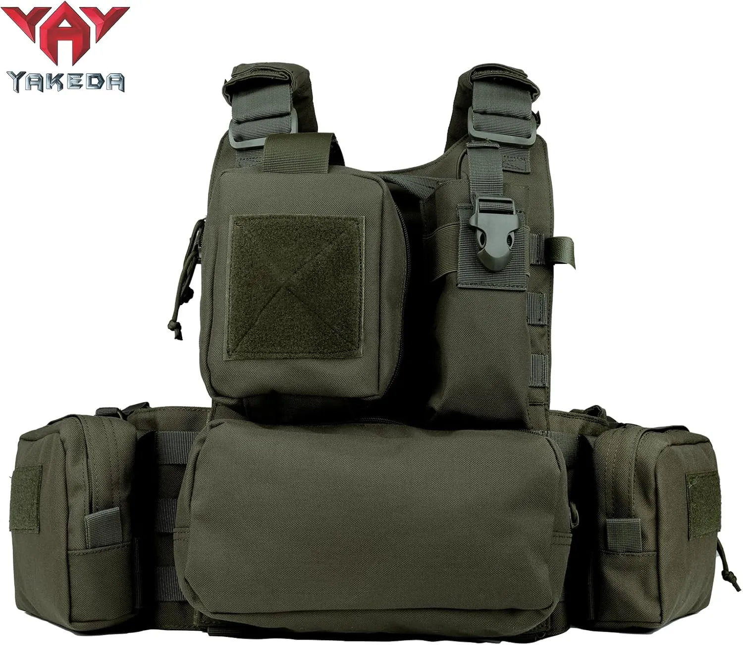 YAKEDA Tactical Training Vest with PALS System - Multi-Pocket Adjustable Straps Quick-Release Buckle for Hunting