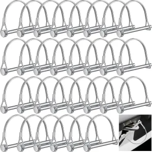 Yexiya 30 Pcs Trailer Hitch Pin Lock, 2-3/4" x 1/4" Pto Shaft Locking Safety Coupler Pin, Carbon Steel, Arch, Heavy Duty, for Farm Trailers, Towing, Wagons, Lawn Equipment and Hitches