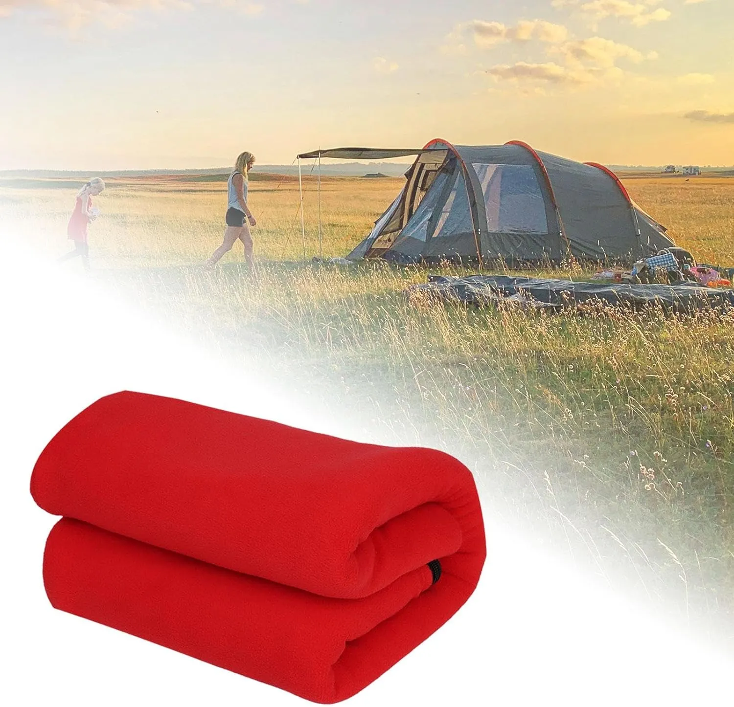 Yiju Portable Emergency Blanket with Sleeping Bag Liner for Outdoor Activities, Red