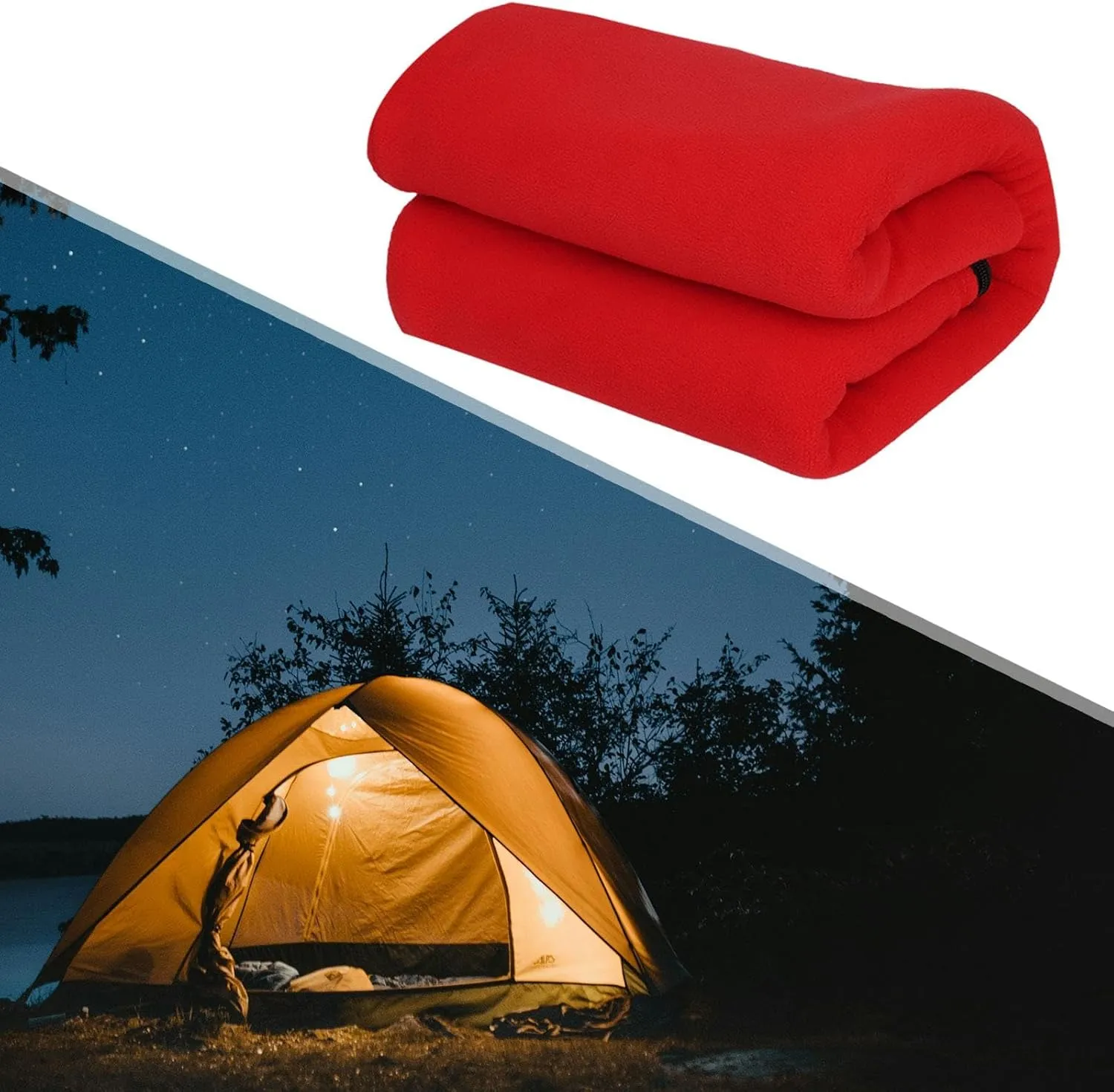 Yiju Portable Emergency Blanket with Sleeping Bag Liner for Outdoor Activities, Red