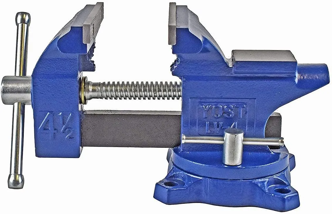 Yost Vises LV-4 Homeowner's Vise | 4.5 Inch Jaw Width with a 3 Inch Jaw Opening Home Vise | Secure Grip with Swivel Base | Blue