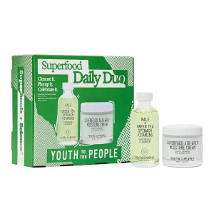 Youth To The People Superfood Daily Duo Kit - Travel Size Superfood Cleanser (2oz)   Air-Whip Moisture Cream (2oz) - Dewy Hydration - Vegan Face Wash   Face Cream Moisturizer Skincare Gift Set