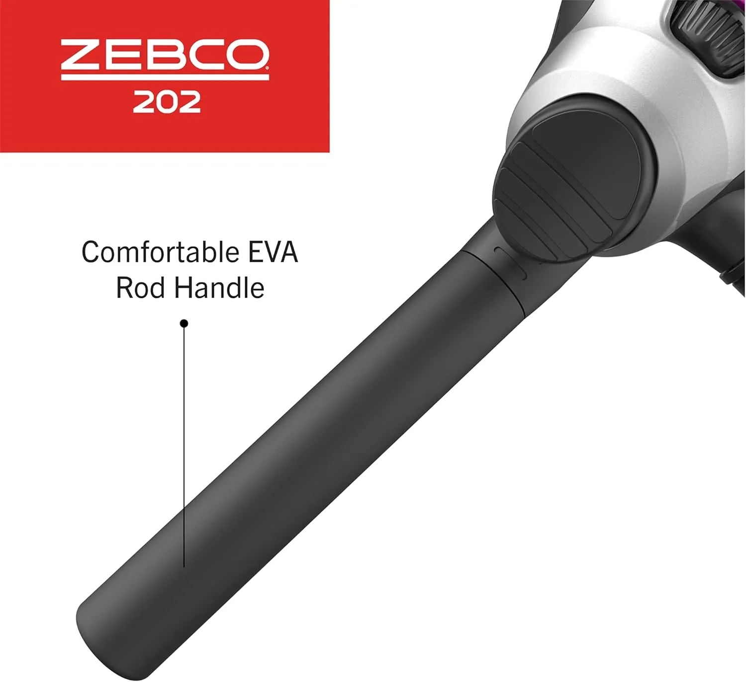 Zebco 202 Spincast Reel and Fishing Rod Combo, 5-Foot 6-Inch 2-Piece Fishing Pole, Size 30 Reel, Right-Hand Retrieve, Pre-Spooled with 10-Pound Zebco Line