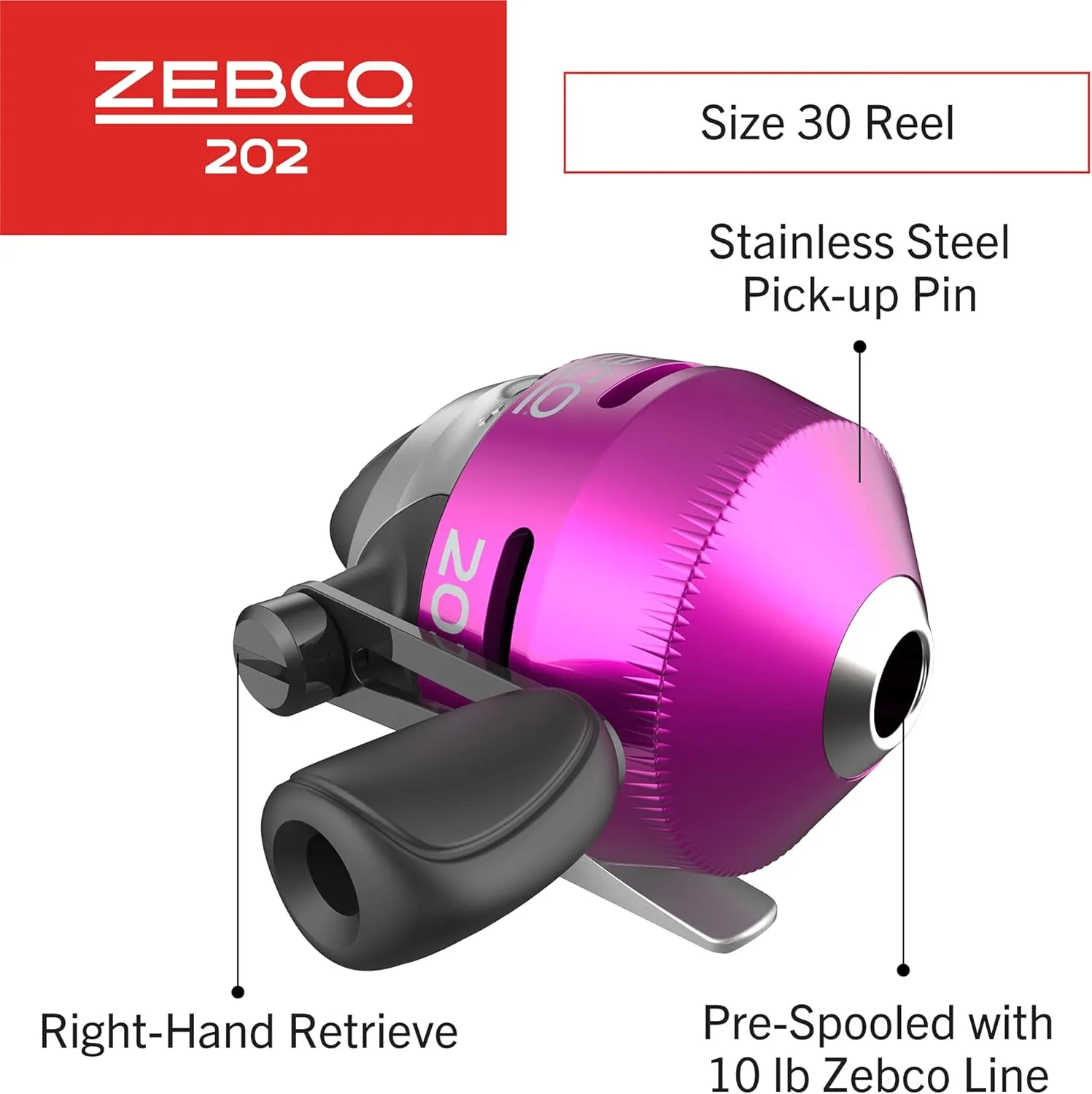 Zebco 202 Spincast Reel and Fishing Rod Combo, 5-Foot 6-Inch 2-Piece Fishing Pole, Size 30 Reel, Right-Hand Retrieve, Pre-Spooled with 10-Pound Zebco Line