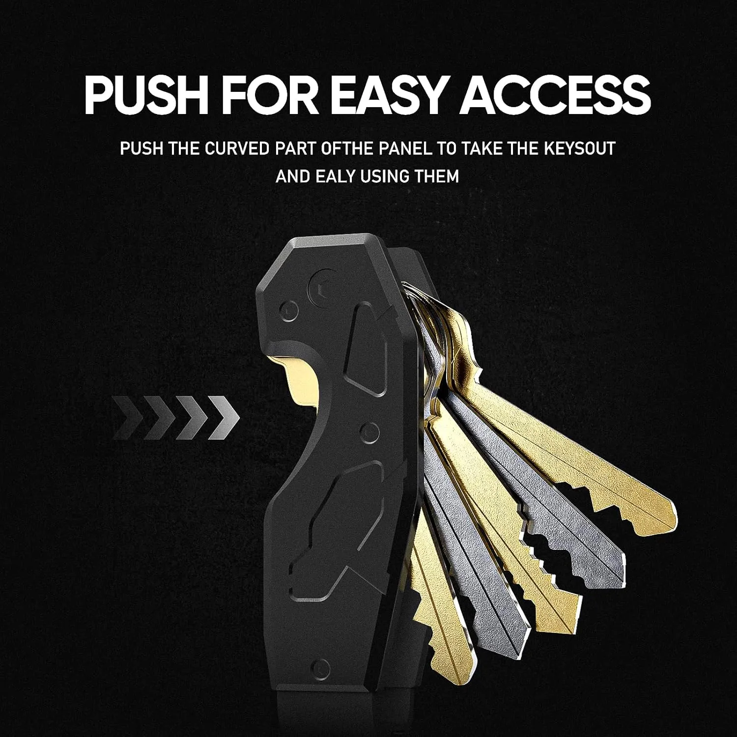 Zeeker Compact Key Organizer Keychain with Built-in Tools – Holds 1-6 Keys, Includes Bottle Opener, Hex Wrench, and Serrated Cutter – Minimalist Key Holder for Men and Women (Black)