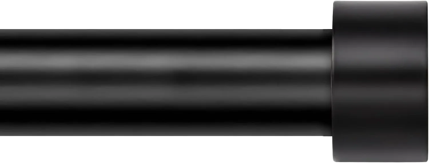 Zeerobee Curtain Rods for Windows 48 to 84, Black Curtain Rod, Adjustable 1 Inch Heavy Duty Outdoor/Indoor Modern Drapery Pole, 32"-86"